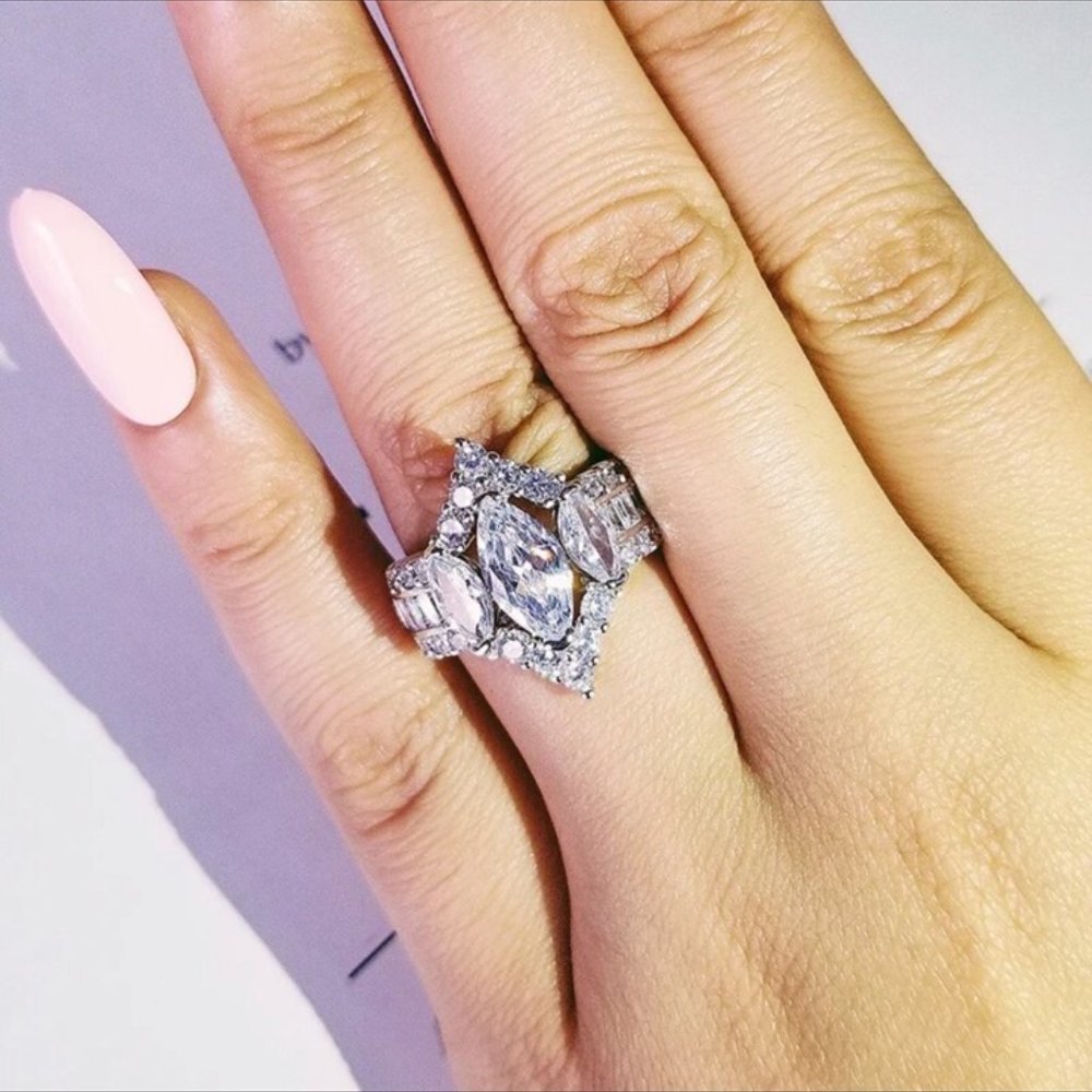 NEW ROSE GOLD ENGAGEMENT DIAMOND S925 STERLING SILVER RING - Picture 2 of 6